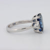 5.88 CT Emerald Cut Blue Sapphire Trilogy Ring (LG) - ZIZOV DIAMONDS