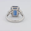 5.88 CT Emerald Cut Blue Sapphire Trilogy Ring (LG) - ZIZOV DIAMONDS