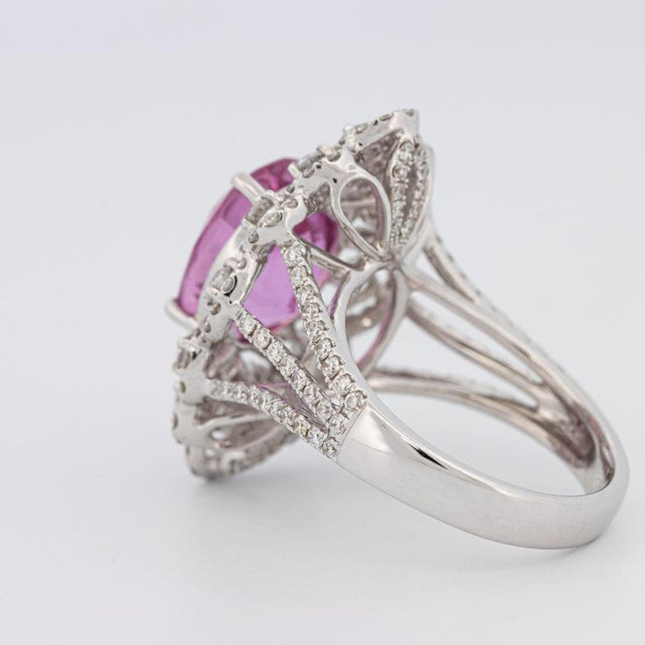 6.18 CT Oval Madagascar Pink Sapphire Flower Ring - ZIZOV DIAMONDS