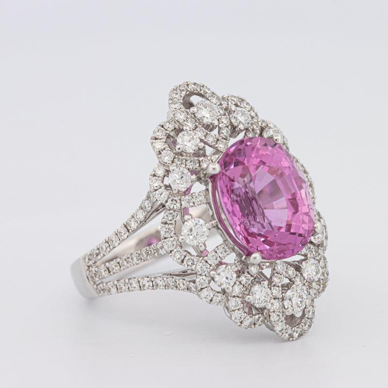 6.18 CT Oval Madagascar Pink Sapphire Flower Ring - ZIZOV DIAMONDS