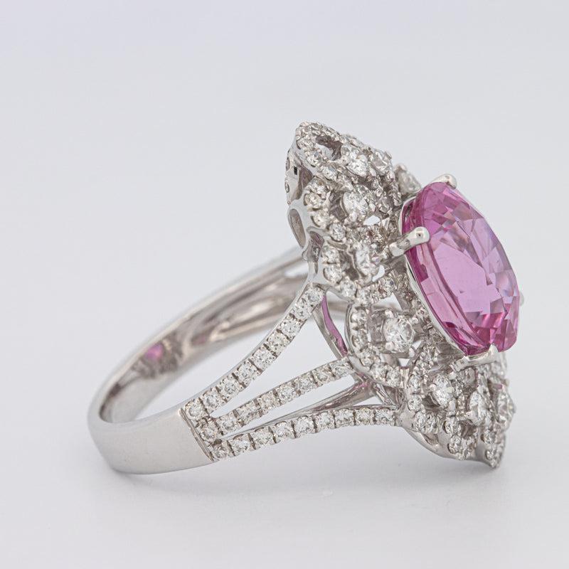 6.18 CT Oval Madagascar Pink Sapphire Flower Ring - ZIZOV DIAMONDS