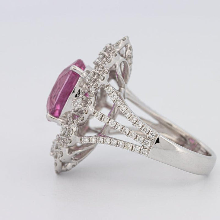 6.18 CT Oval Madagascar Pink Sapphire Flower Ring - ZIZOV DIAMONDS