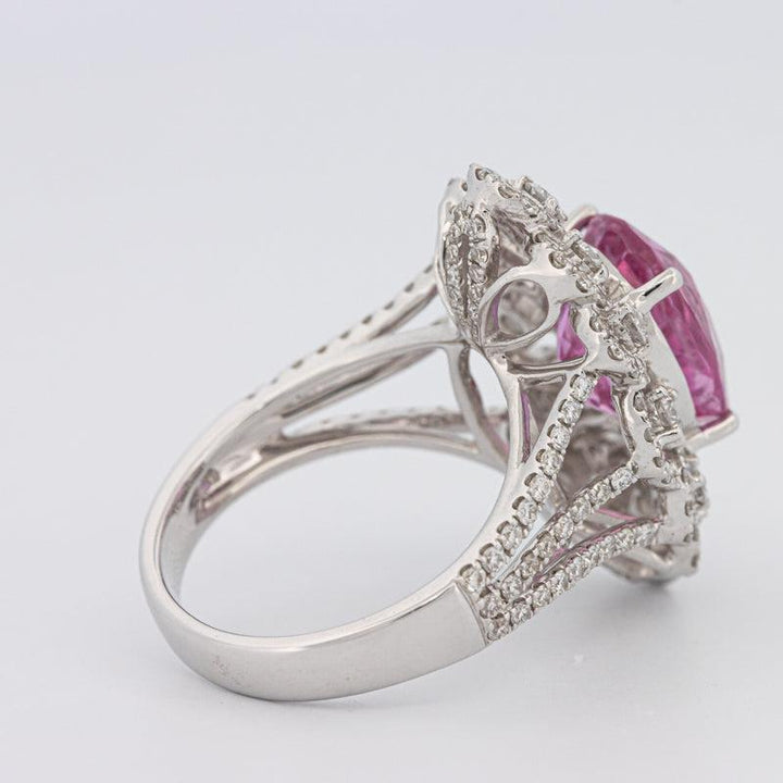 6.18 CT Oval Madagascar Pink Sapphire Flower Ring - ZIZOV DIAMONDS
