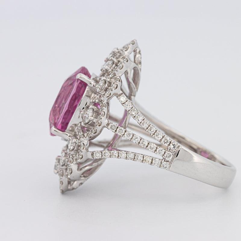 6.18 CT Oval Madagascar Pink Sapphire Flower Ring - ZIZOV DIAMONDS