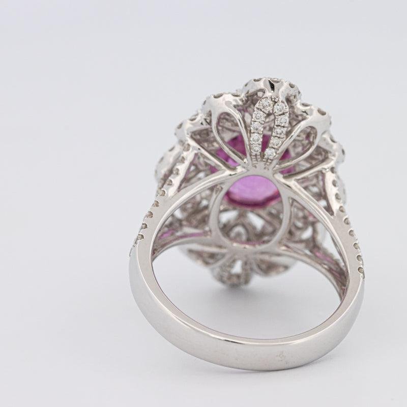 6.18 CT Oval Madagascar Pink Sapphire Flower Ring - ZIZOV DIAMONDS
