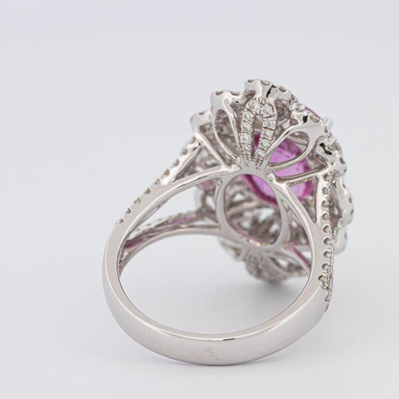 6.18 CT Oval Madagascar Pink Sapphire Flower Ring - ZIZOV DIAMONDS