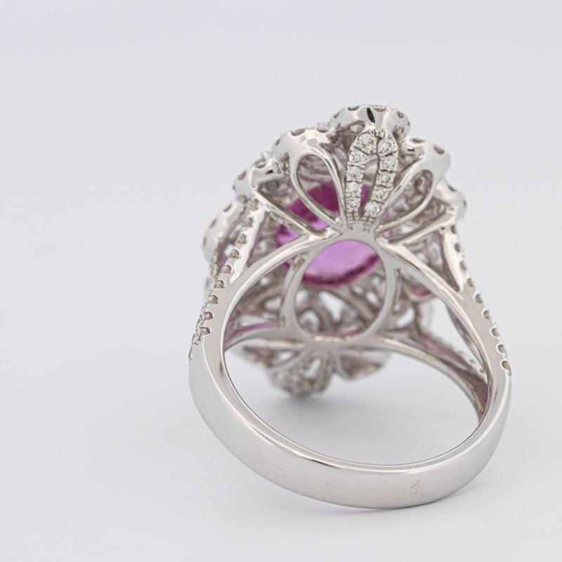 6.18 CT Oval Madagascar Pink Sapphire Flower Ring - ZIZOV DIAMONDS