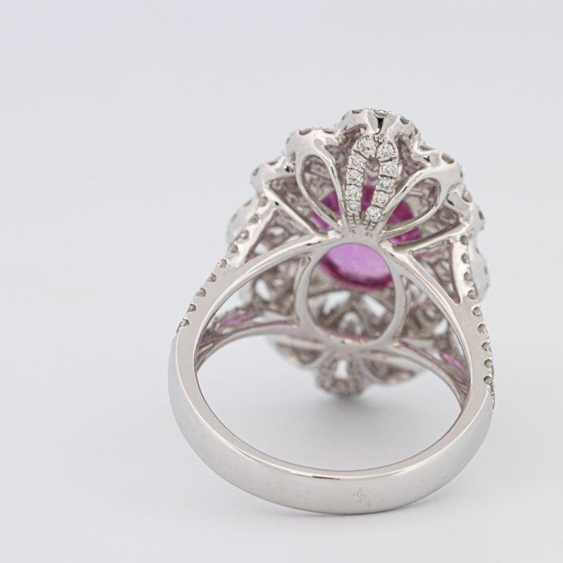 6.18 CT Oval Madagascar Pink Sapphire Flower Ring - ZIZOV DIAMONDS