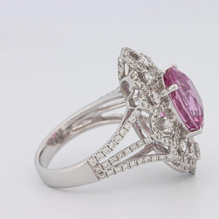 6.18 CT Oval Madagascar Pink Sapphire Flower Ring - ZIZOV DIAMONDS