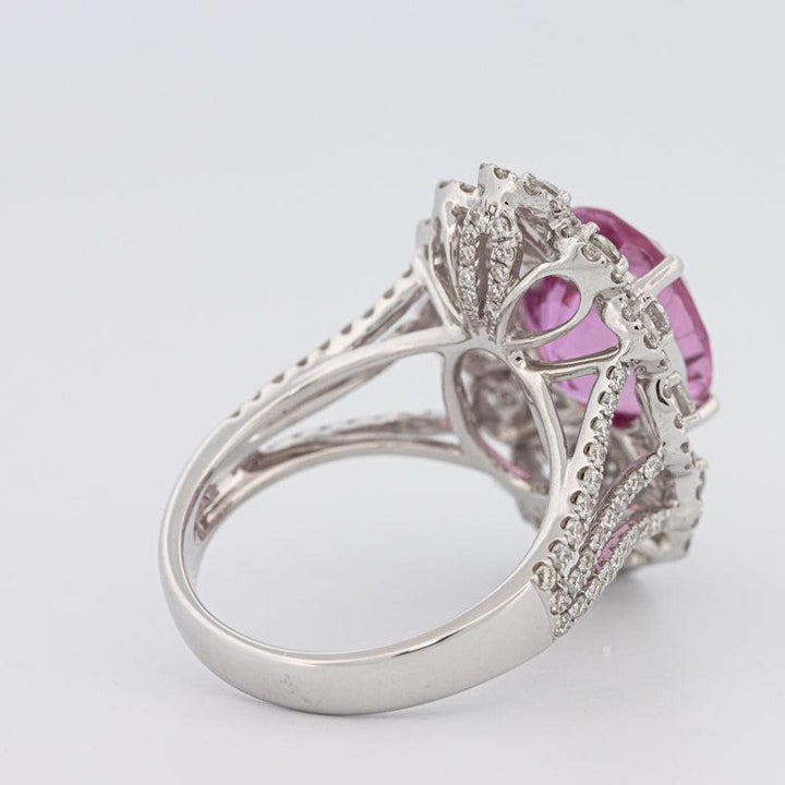 6.18 CT Oval Madagascar Pink Sapphire Flower Ring - ZIZOV DIAMONDS