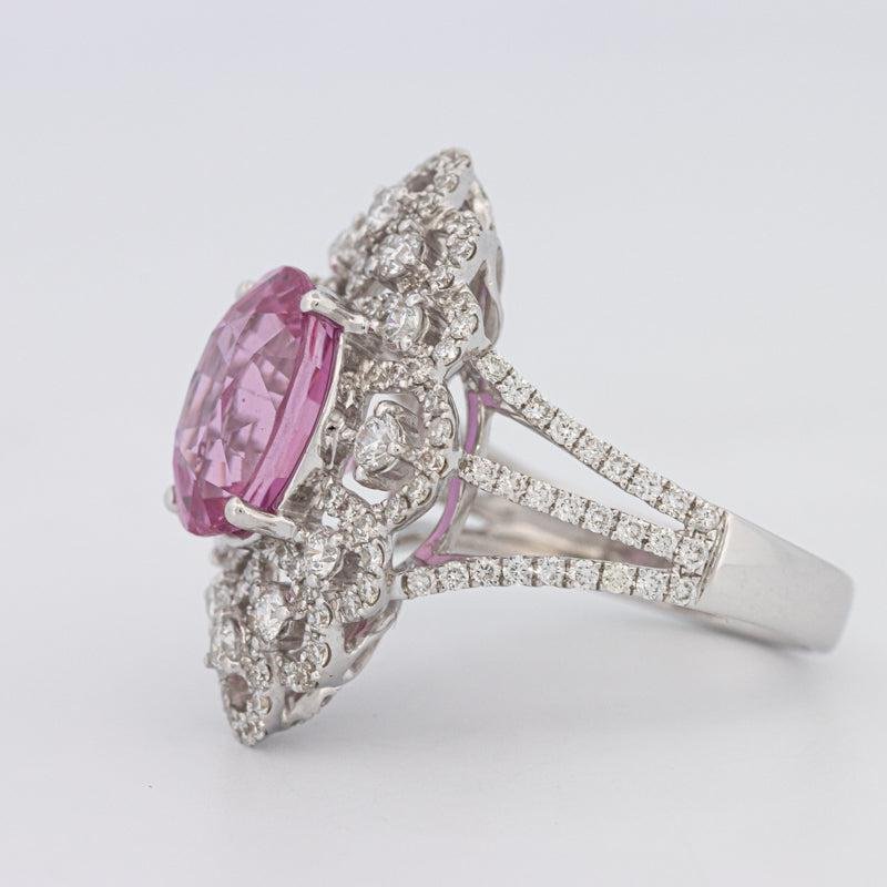 6.18 CT Oval Madagascar Pink Sapphire Flower Ring - ZIZOV DIAMONDS