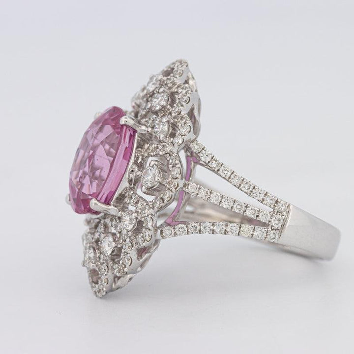 6.18 CT Oval Madagascar Pink Sapphire Flower Ring - ZIZOV DIAMONDS