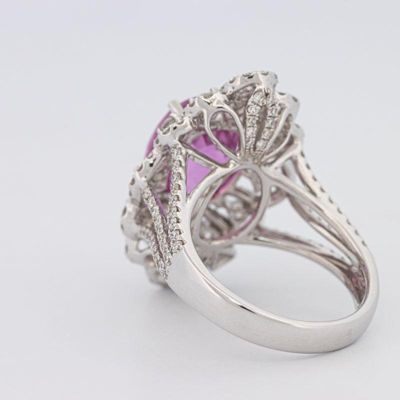 6.18 CT Oval Madagascar Pink Sapphire Flower Ring - ZIZOV DIAMONDS