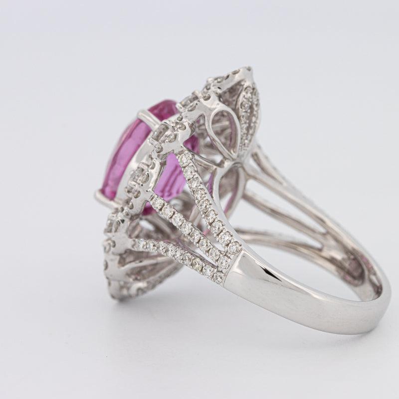 6.18 CT Oval Madagascar Pink Sapphire Flower Ring - ZIZOV DIAMONDS