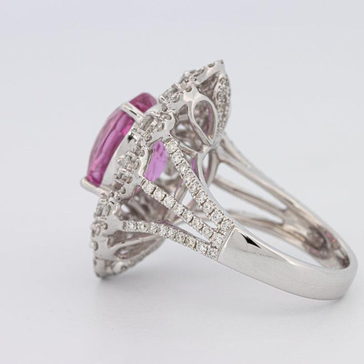 6.18 CT Oval Madagascar Pink Sapphire Flower Ring - ZIZOV DIAMONDS