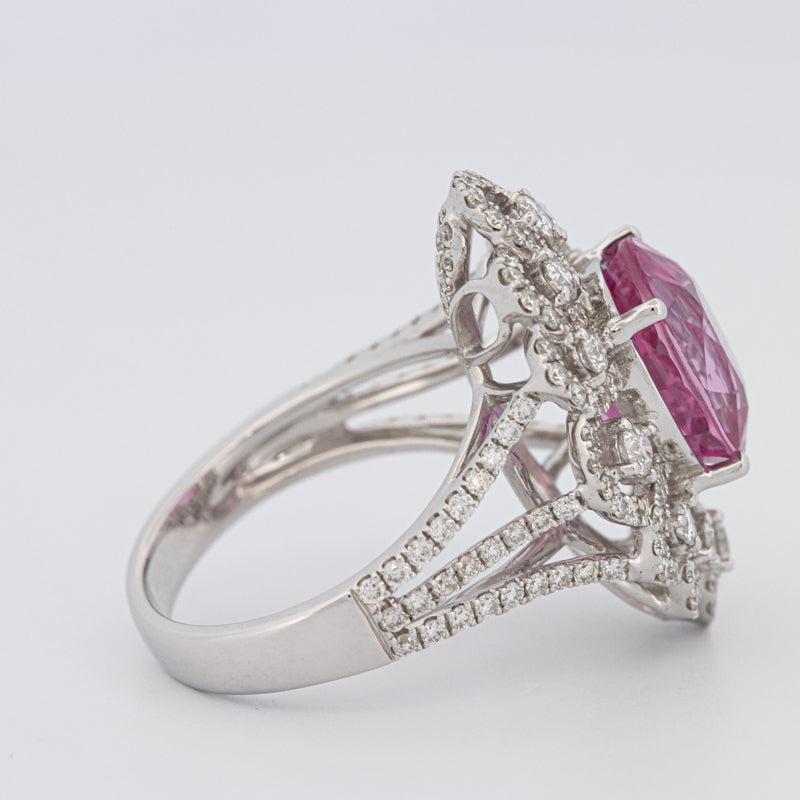 6.18 CT Oval Madagascar Pink Sapphire Flower Ring - ZIZOV DIAMONDS