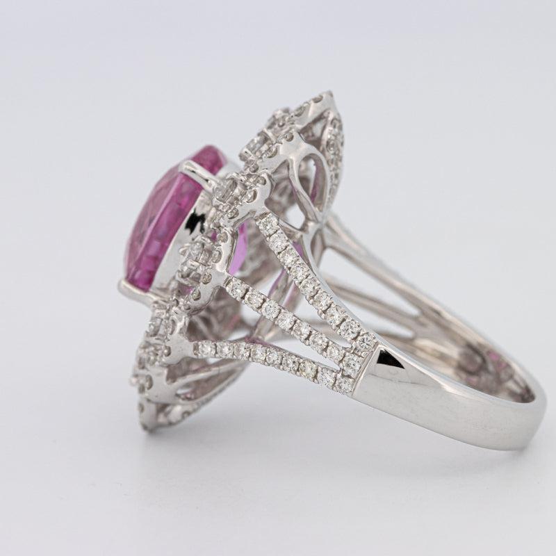 6.18 CT Oval Madagascar Pink Sapphire Flower Ring - ZIZOV DIAMONDS