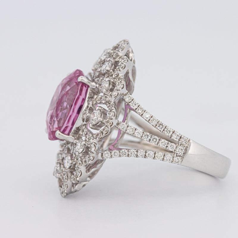 6.18 CT Oval Madagascar Pink Sapphire Flower Ring - ZIZOV DIAMONDS