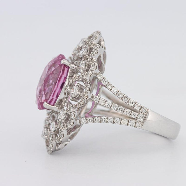 6.18 CT Oval Madagascar Pink Sapphire Flower Ring - ZIZOV DIAMONDS