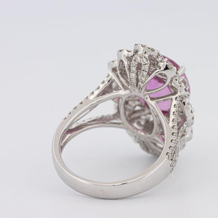 6.18 CT Oval Madagascar Pink Sapphire Flower Ring - ZIZOV DIAMONDS