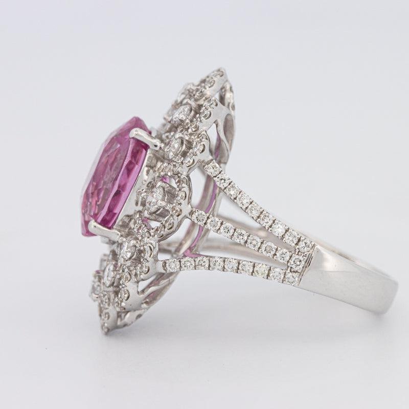 6.18 CT Oval Madagascar Pink Sapphire Flower Ring - ZIZOV DIAMONDS
