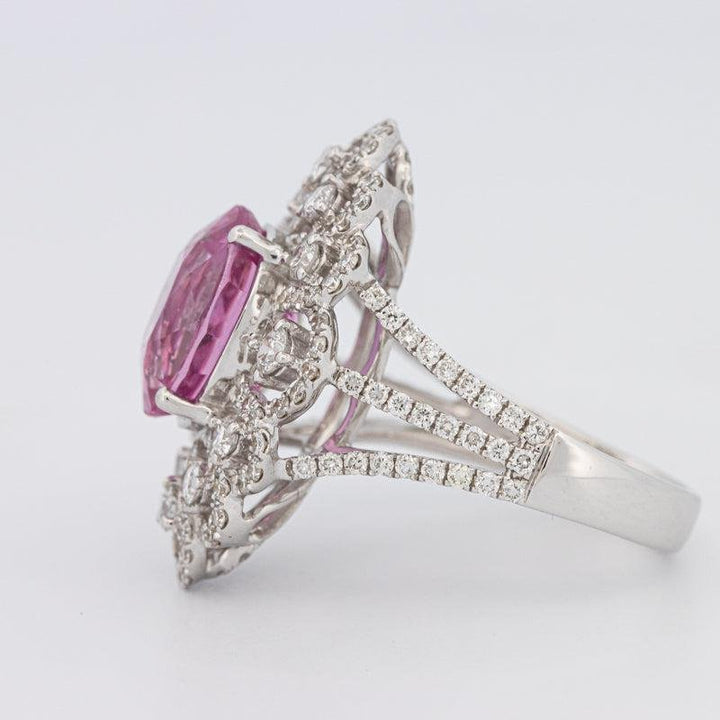 6.18 CT Oval Madagascar Pink Sapphire Flower Ring - ZIZOV DIAMONDS