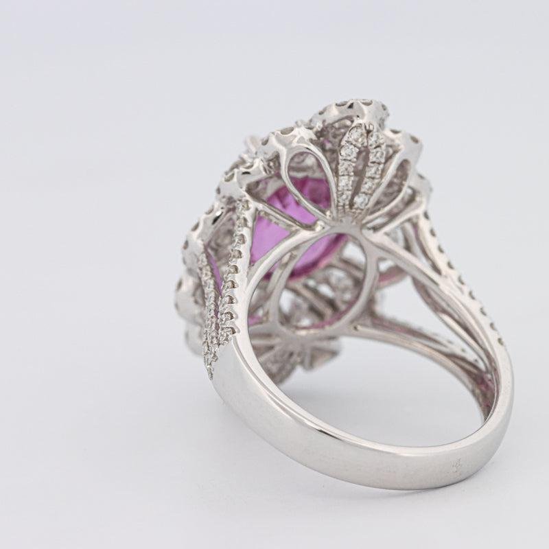 6.18 CT Oval Madagascar Pink Sapphire Flower Ring - ZIZOV DIAMONDS