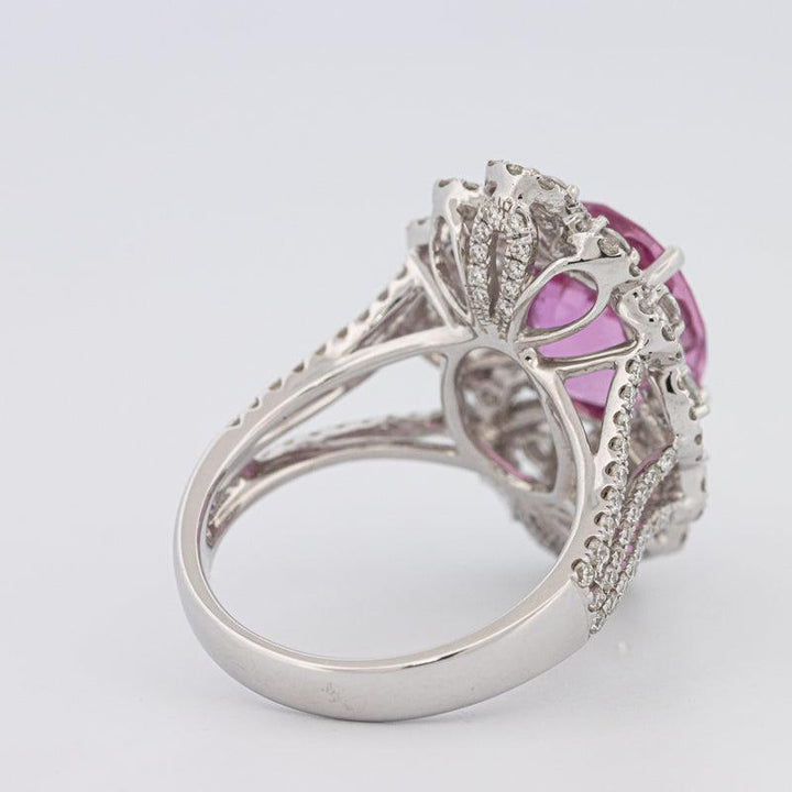 6.18 CT Oval Madagascar Pink Sapphire Flower Ring - ZIZOV DIAMONDS