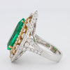 6.89 CT Double Halo Pearshape Green Emerald Ring - ZIZOV DIAMONDS