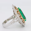6.89 CT Double Halo Pearshape Green Emerald Ring - ZIZOV DIAMONDS