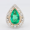 6.89 CT Double Halo Pearshape Green Emerald Ring - ZIZOV DIAMONDS