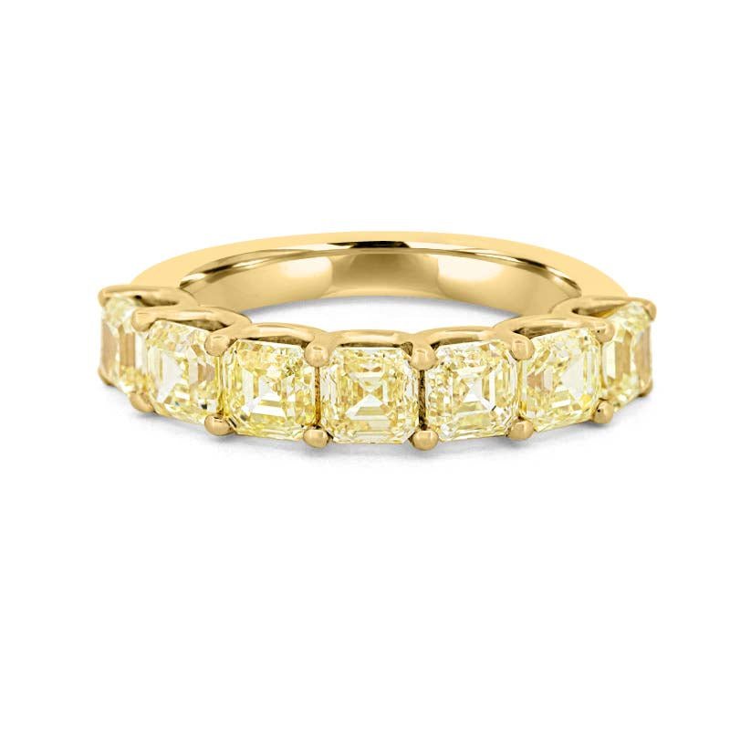 7 Half Fancy Yellow Asscher Eternity Ring - ZIZOV DIAMONDS