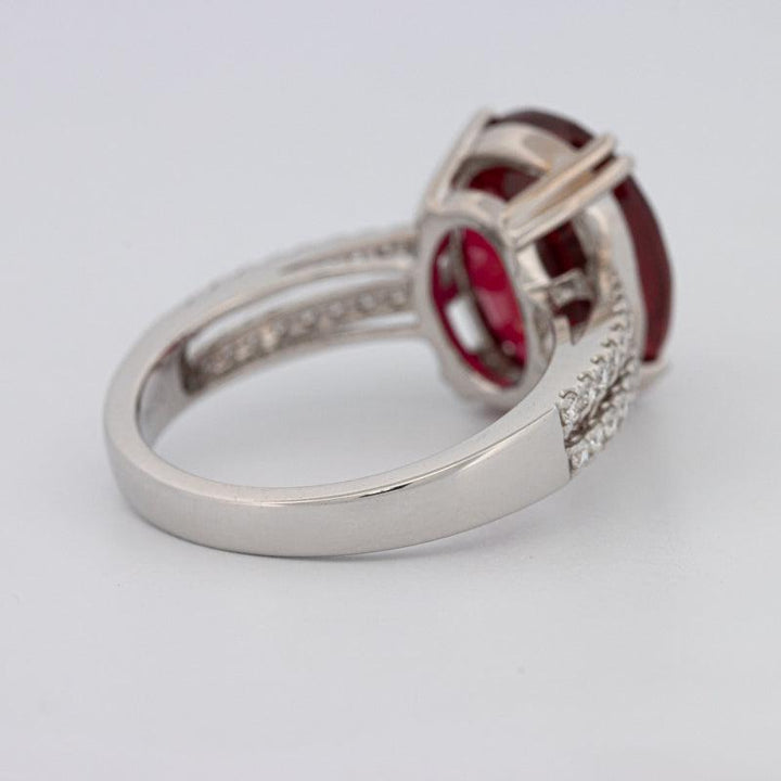 7.60 CT Oval Red Ruby Ring - ZIZOV DIAMONDS