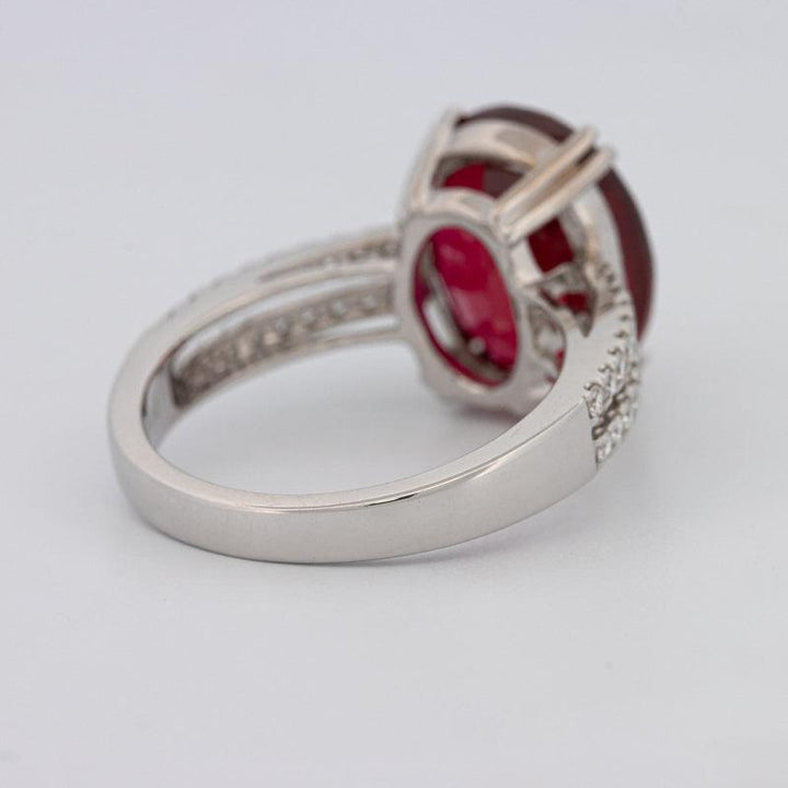 7.60 CT Oval Red Ruby Ring - ZIZOV DIAMONDS
