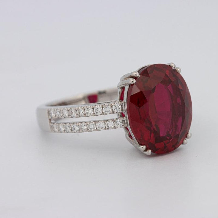 7.60 CT Oval Red Ruby Ring - ZIZOV DIAMONDS