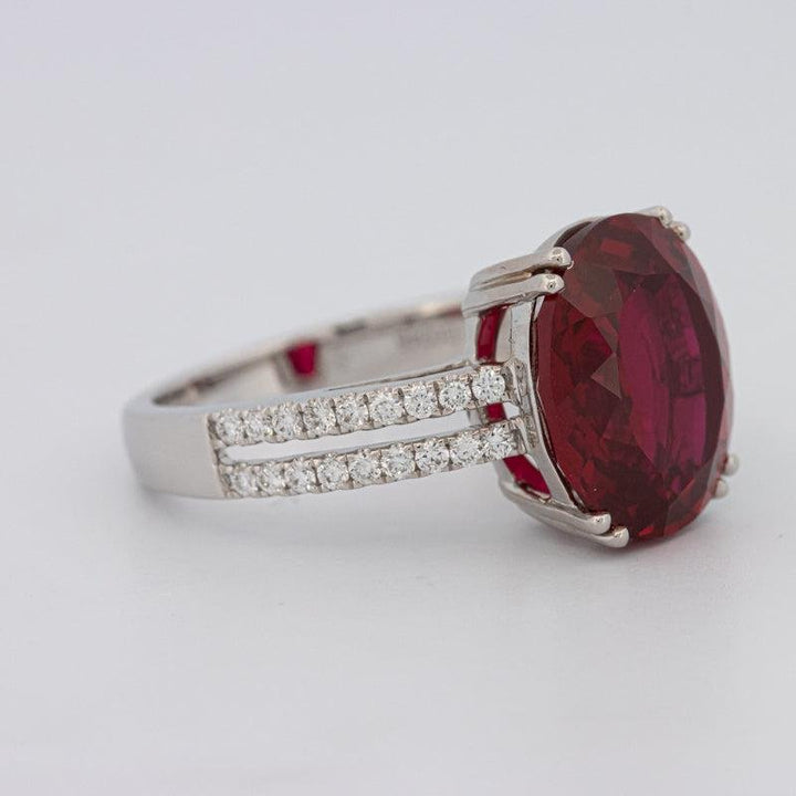 7.60 CT Oval Red Ruby Ring - ZIZOV DIAMONDS