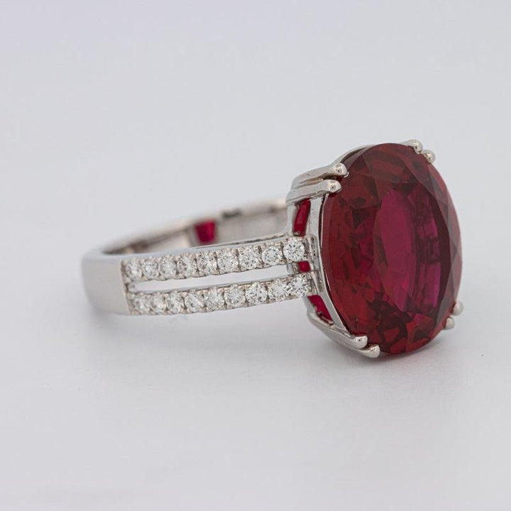 7.60 CT Oval Red Ruby Ring - ZIZOV DIAMONDS