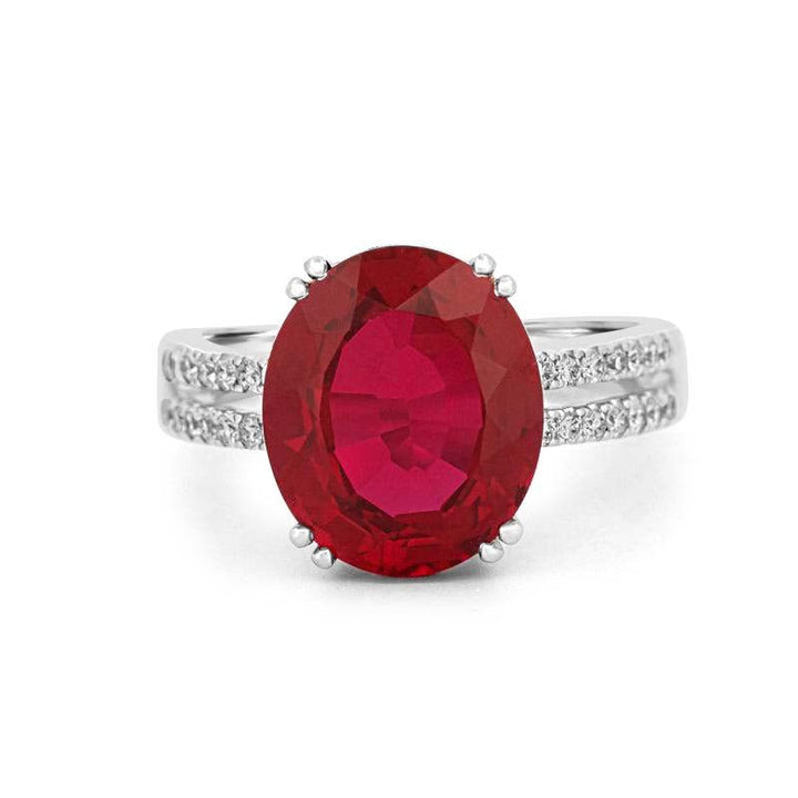 7.60 CT Oval Red Ruby Ring - ZIZOV DIAMONDS