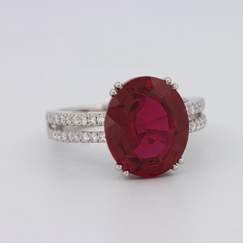 7.60 CT Oval Red Ruby Ring - ZIZOV DIAMONDS