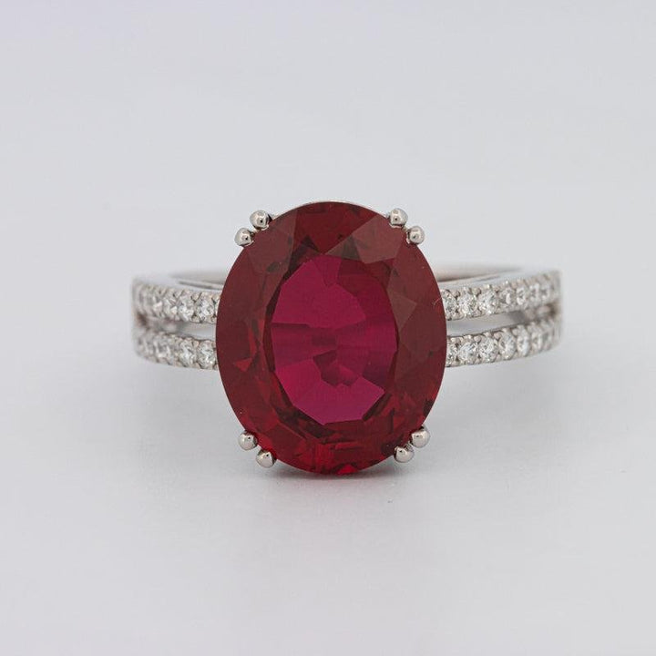 7.60 CT Oval Red Ruby Ring - ZIZOV DIAMONDS