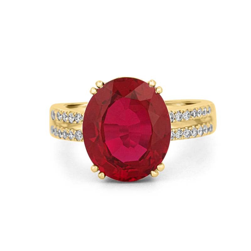 7.60 CT Oval Red Ruby Ring - ZIZOV DIAMONDS