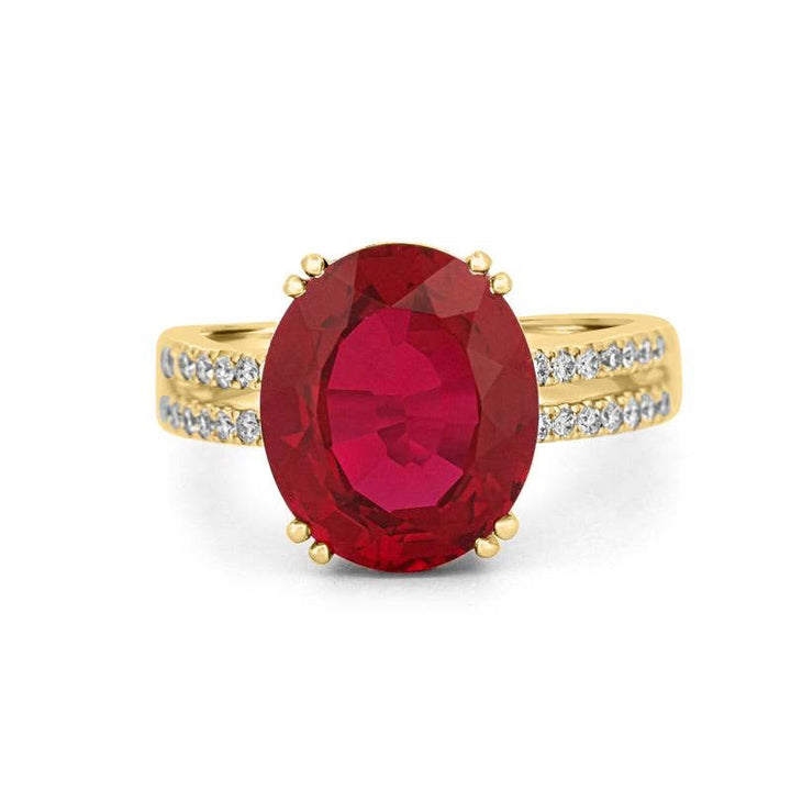 7.60 CT Oval Red Ruby Ring - ZIZOV DIAMONDS