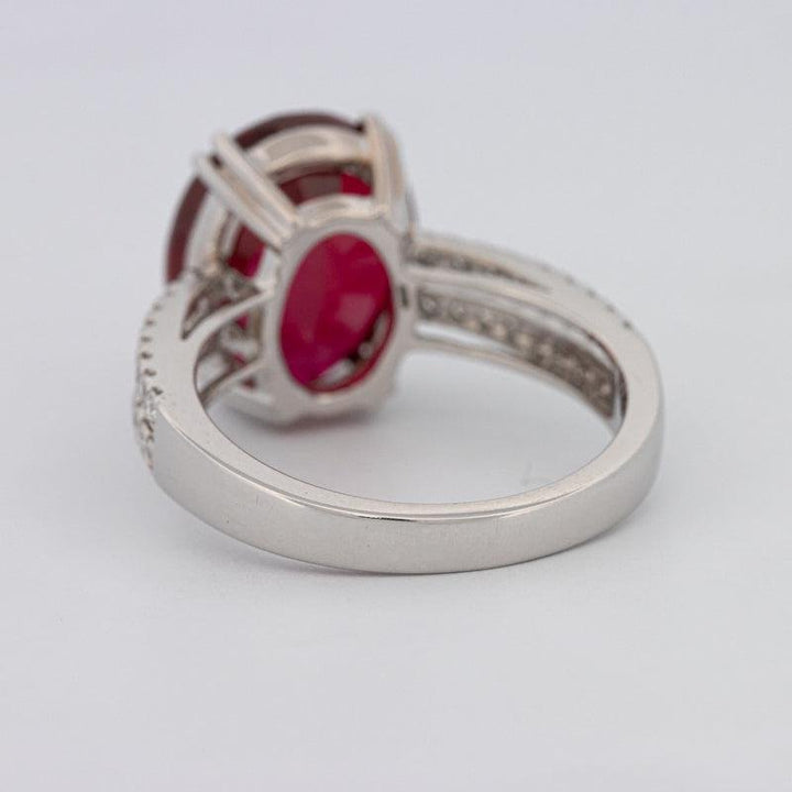 7.60 CT Oval Red Ruby Ring - ZIZOV DIAMONDS