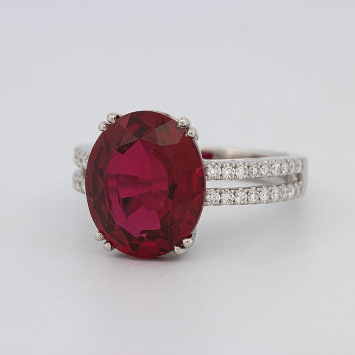 7.60 CT Oval Red Ruby Ring - ZIZOV DIAMONDS
