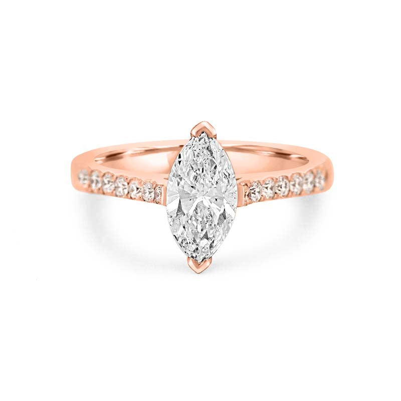 Marquise Solitaire Pavé Ring