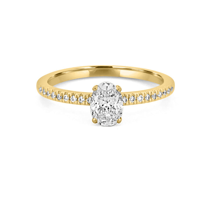 Ovaal geslepen Solitaire Pavé-ring