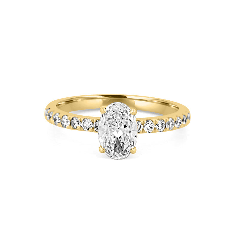 Ovaal geslepen Solitaire Pavé-ring