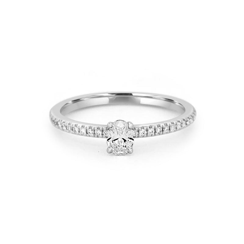 Ovale Solitaire Pavé-ring