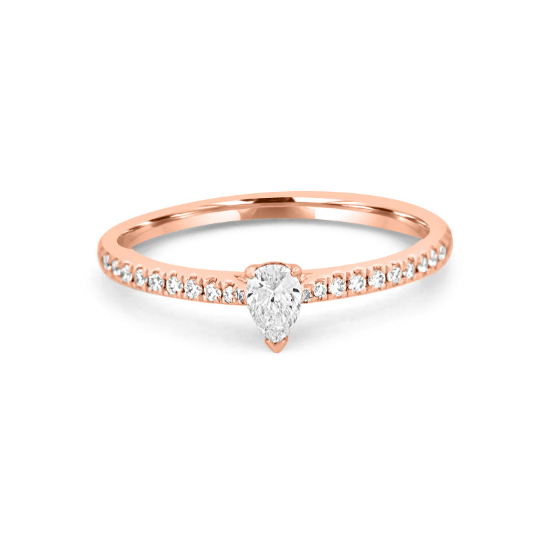 Pearshape Solitaire Pavé Ring