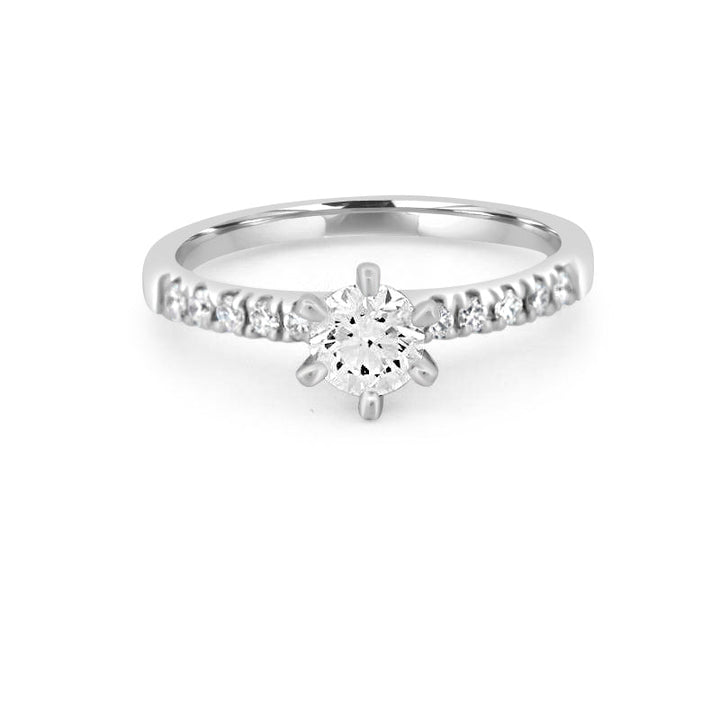 Round Solitaire Pavé Ring